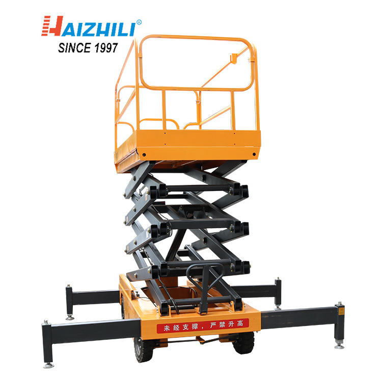 Four wheel mobile scissor elevator 400kg 16m hydraulic high lifting platform truck