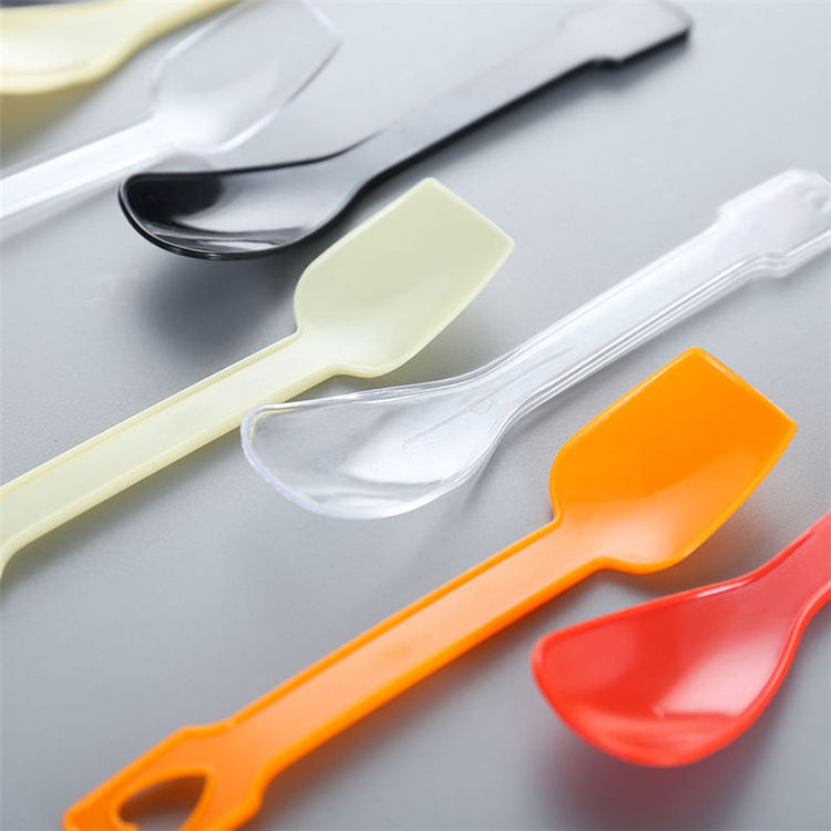 2020 Wholesale Thicken Eco Disposable Plastic Pudding Yogurt Scoop Ice Cream Spoon