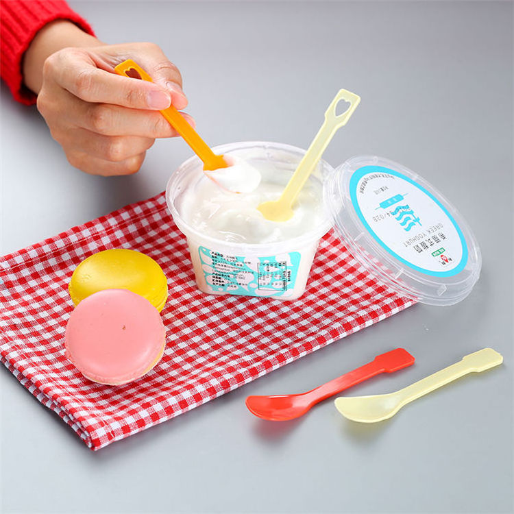 2020 Wholesale Thicken Eco Disposable Plastic Pudding Yogurt Scoop Ice Cream Spoon