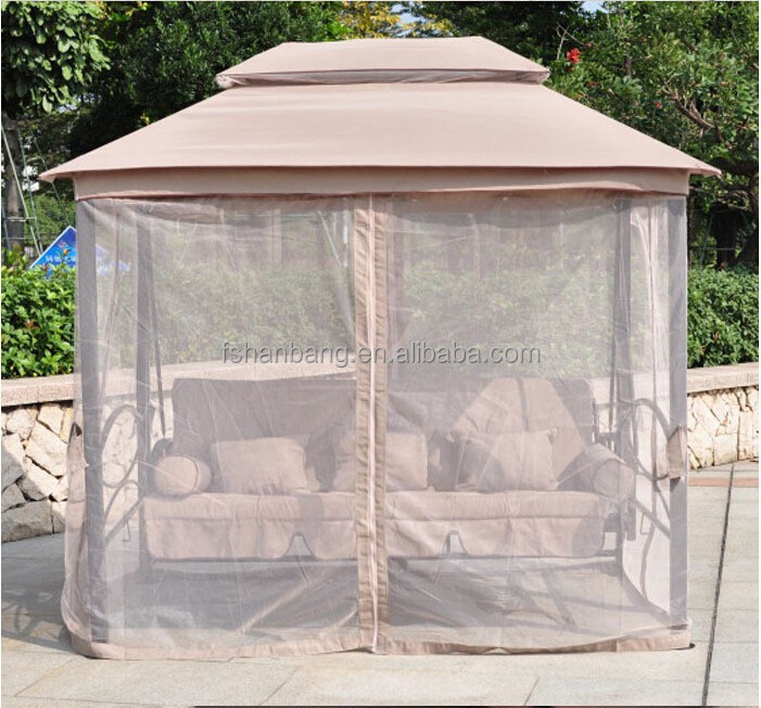 Luxury Two Function Three Seat Outdoor Gazebo Swing Chair Bed with mosquito net