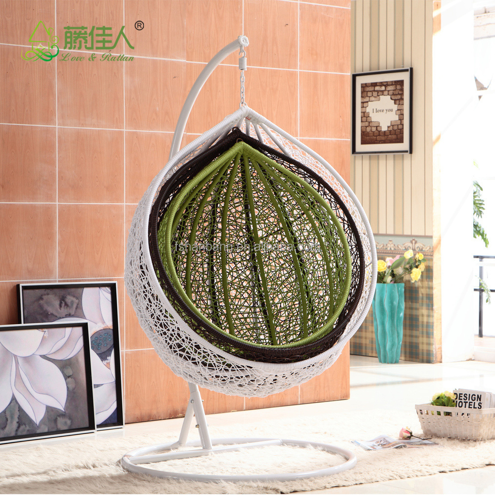 Foshan swing manufacture indoor outdoor patio garden living room bedroom rattan wicker hanging egg basket swing chair