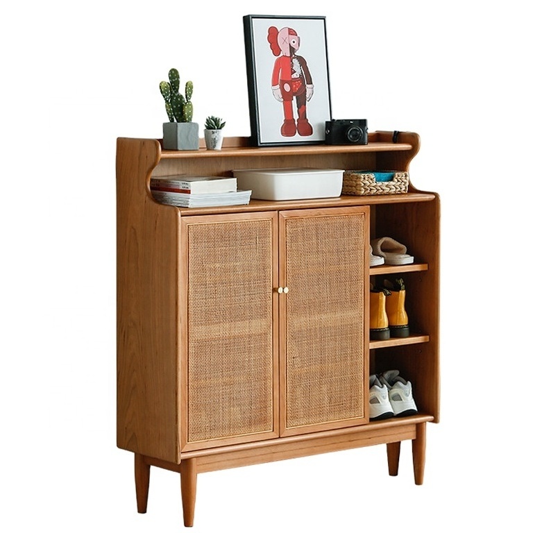 Hotel apartments New fashion rattan wooden shoe cabinets