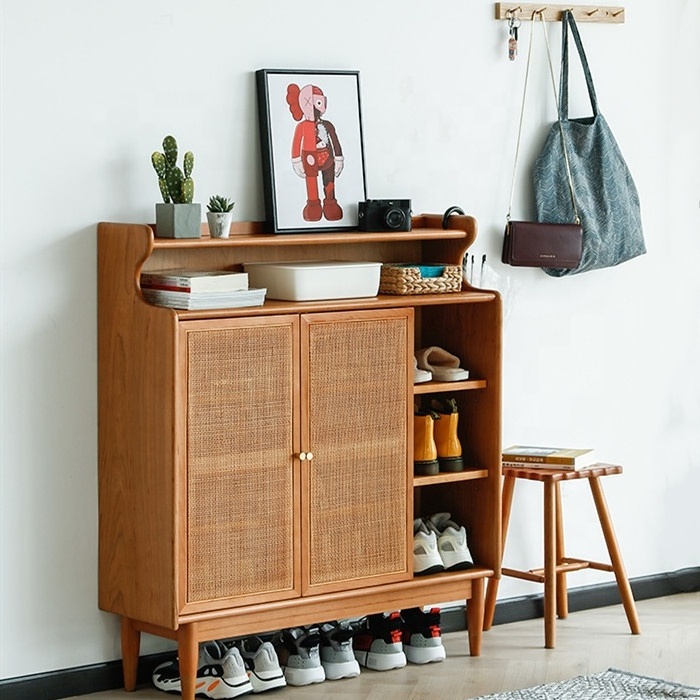 Hotel apartments New fashion rattan wooden shoe cabinets