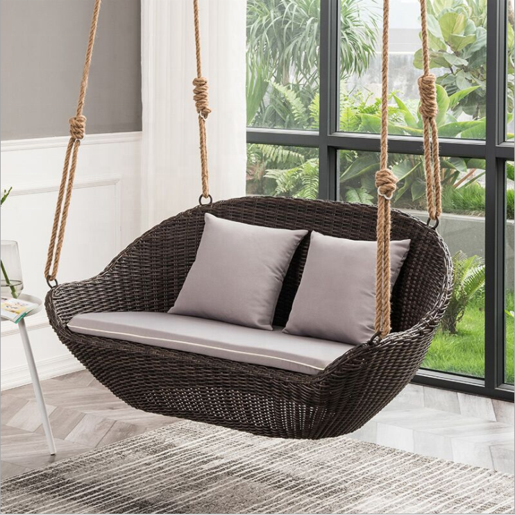 Home indoor balcony double hanging basket rattan rocking chair courtyard outdoor swing