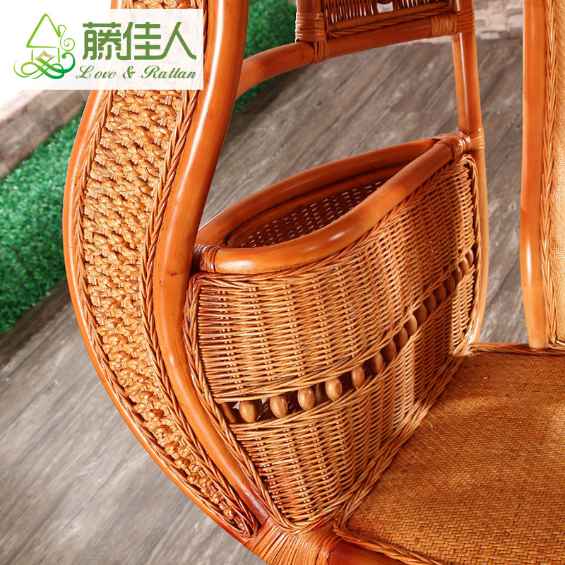 High Quality Classical Real Rattan Bamboo Cane Hanging Egg Chair Rock Chair with Stand