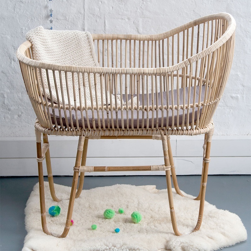 Unique Rattan Baby Bed Wicker Cane Baby Crib