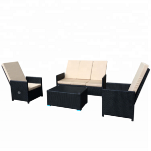 Outdoor Furniture 4pcs Rattan Wicker Patio Adjustable Backrest Sofa Chair Set