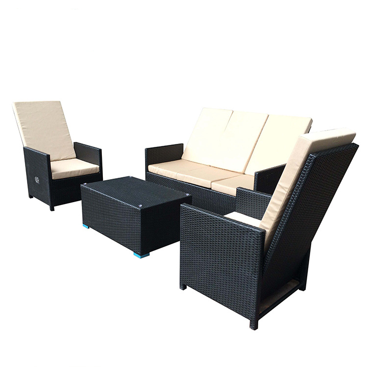 Outdoor Furniture 4pcs Rattan Wicker Patio Adjustable Backrest Sofa Chair Set