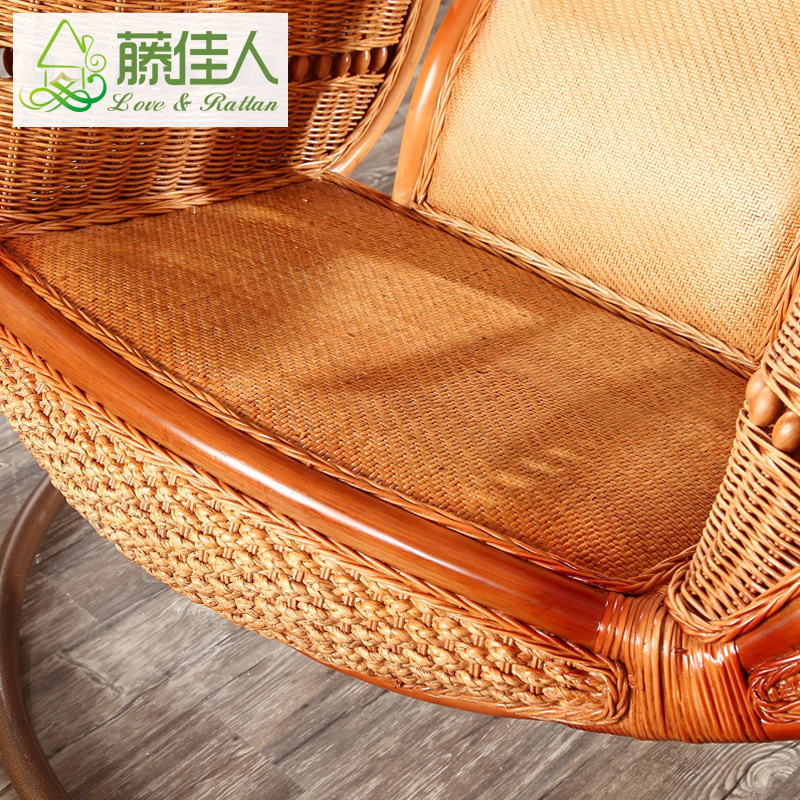 High Quality Classical Real Rattan Bamboo Cane Hanging Egg Chair Rock Chair with Stand