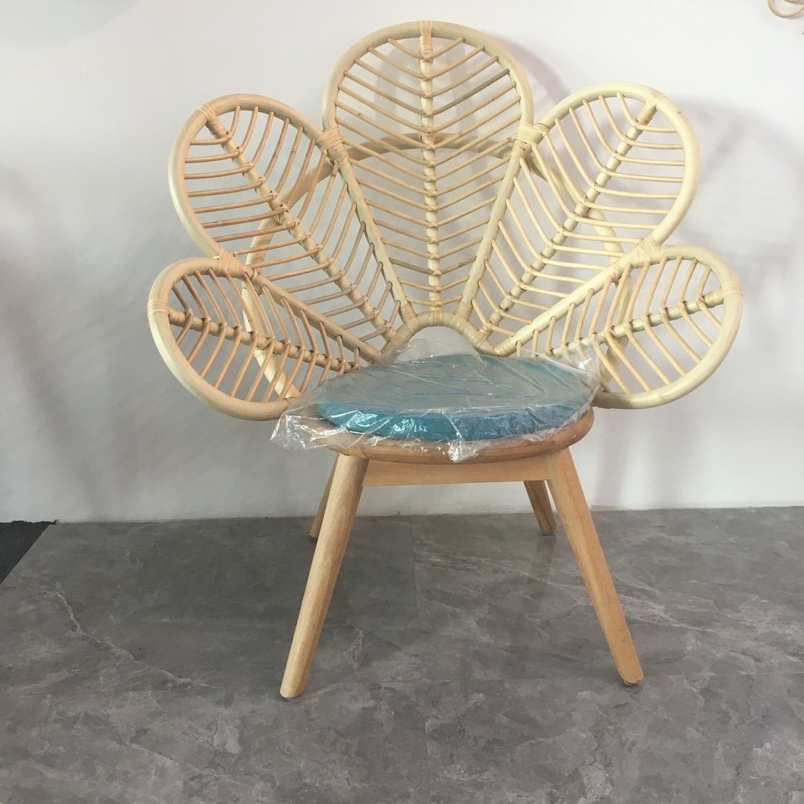 Handcrafted rattan outdoor living room flower chair