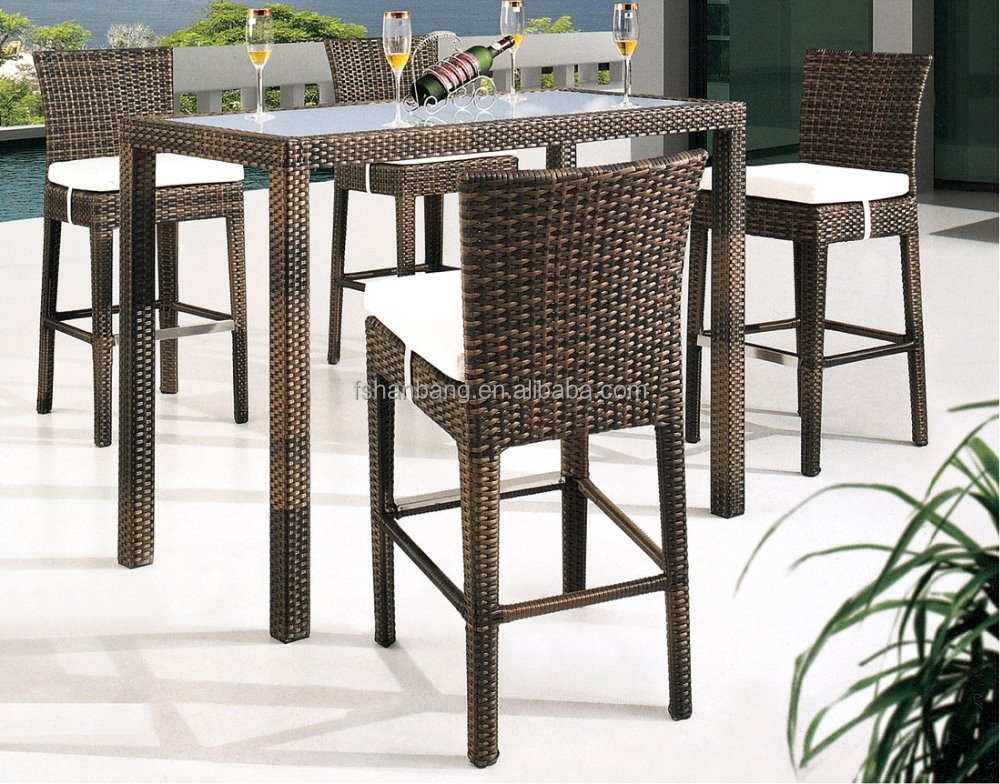 High Quality White Aluminum Bistro High Chair and High Top Table Outdoor Furniture