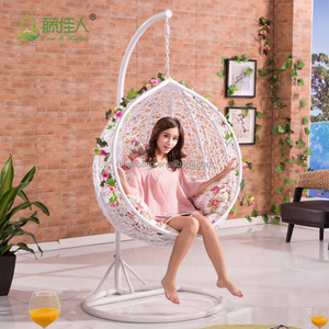 Round Egg Shape Outdoor Indoor Bedroom Wicker Rattan Hanging swing chair