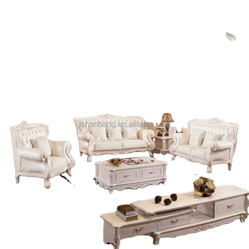 Modern European French style sofa wood carved living room furniture