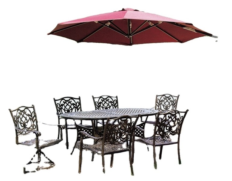 High Quality Cast Aluminum outdoor table swivel chair set