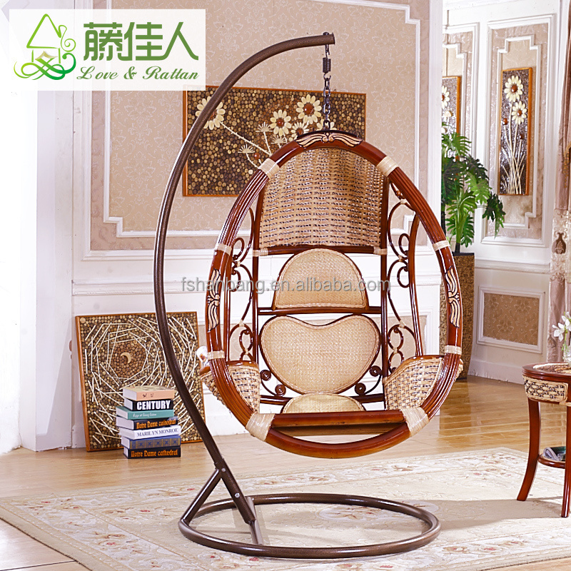 High Quality Indoor Wicker Natural Rattan Furniture Comfort Natural Rattan Hanging Swing Chair