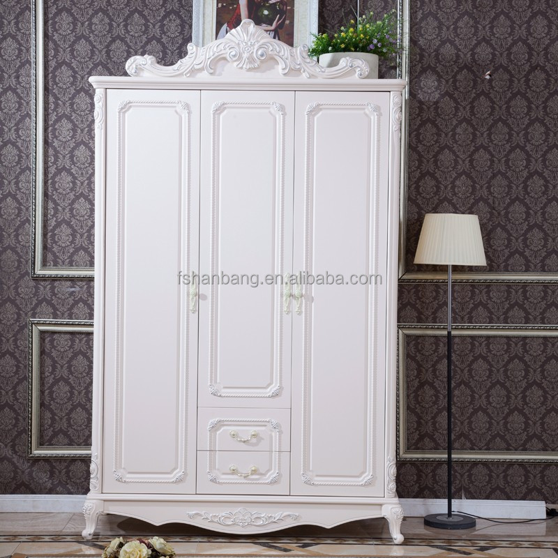 French Style Wooden New Flat Pack Classical Korean European Designs White MDF 3 4 Home Bedroom Furniture Set, Wedding Furniture