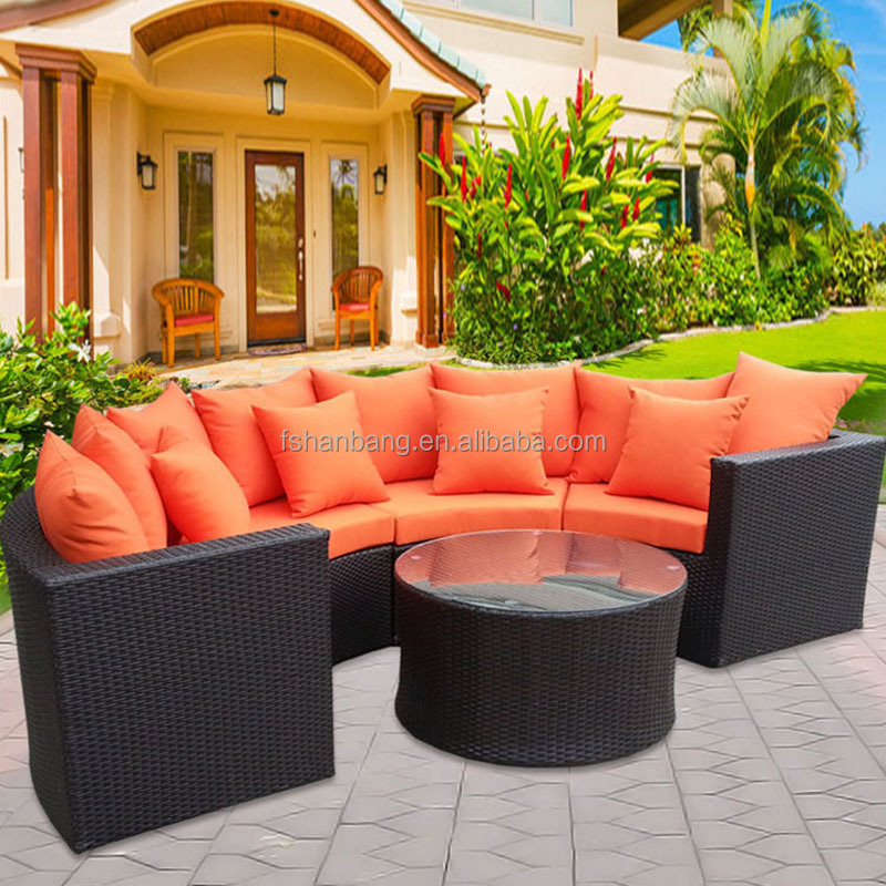 Patio Round Semic Circle Garden Wicker Sofa