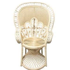 Wedding Hotel Vintage High Back Reception Synthetic Natural rattan Cane handwoven retro balcony garden peacock wicker Boho chair