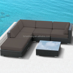 Rattan Outdoor Furniture Patio Wicker Black Sectional Modular Sofa Couch Lounge Set