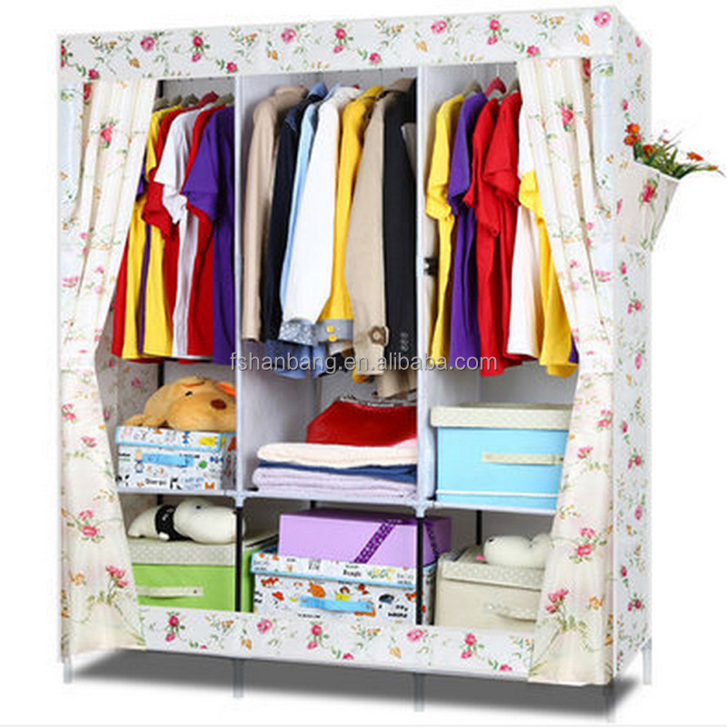 Home Bedroom Furniture Large DIY Portable Assemble Fabric Steel Closet Folding Clothes Wardrobe