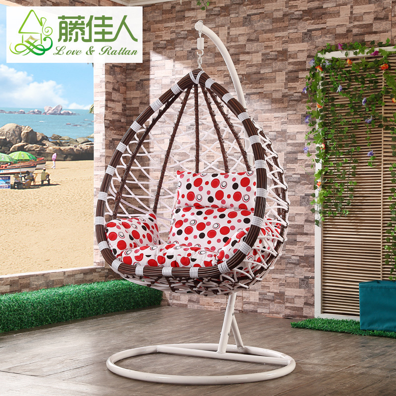 Plastic Rattan Wicker Swing Chair with Footrest