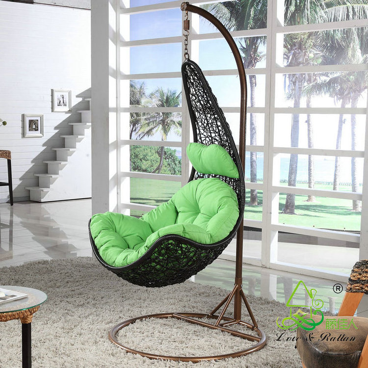 White Coffee Plastic Rattan Metal Stand Patio Furniture Swing Egg Hanging Chair