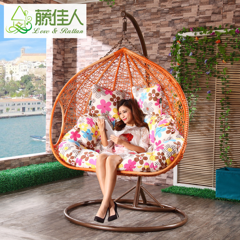 Bird Nest Garden Yard Rattan Double Love Seat Swing Hanging Chair