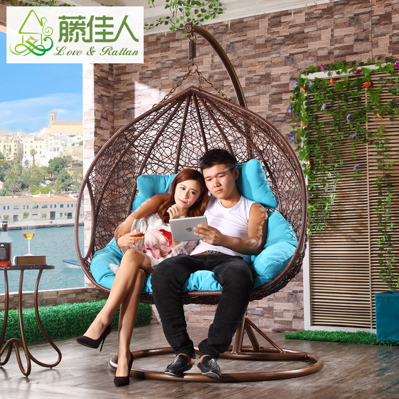 Bird Nest Garden Yard Rattan Double Love Seat Swing Hanging Chair