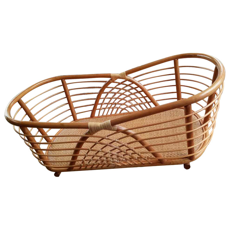 New European durable baby swing bed wooden crib rattan baby cradle