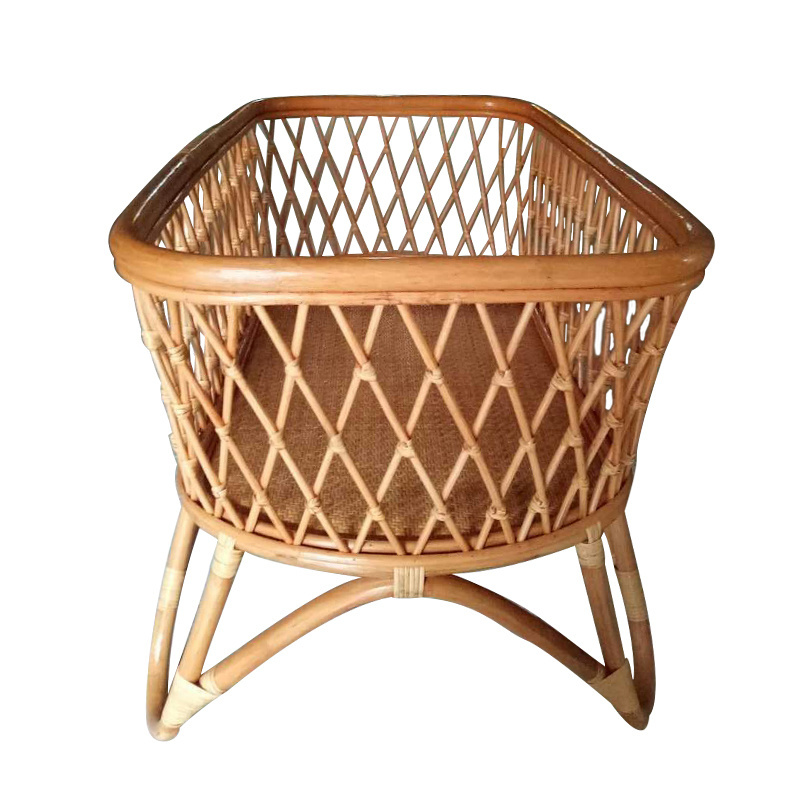 New European durable baby swing bed wooden crib rattan baby cradle