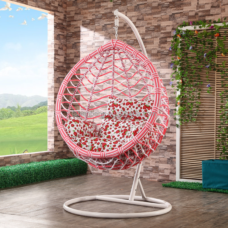 New Pink White Indoor Outdoor Patio Garden Living Room Bedroom Rattan Wicker Hanging Egg Basket Swing Chair