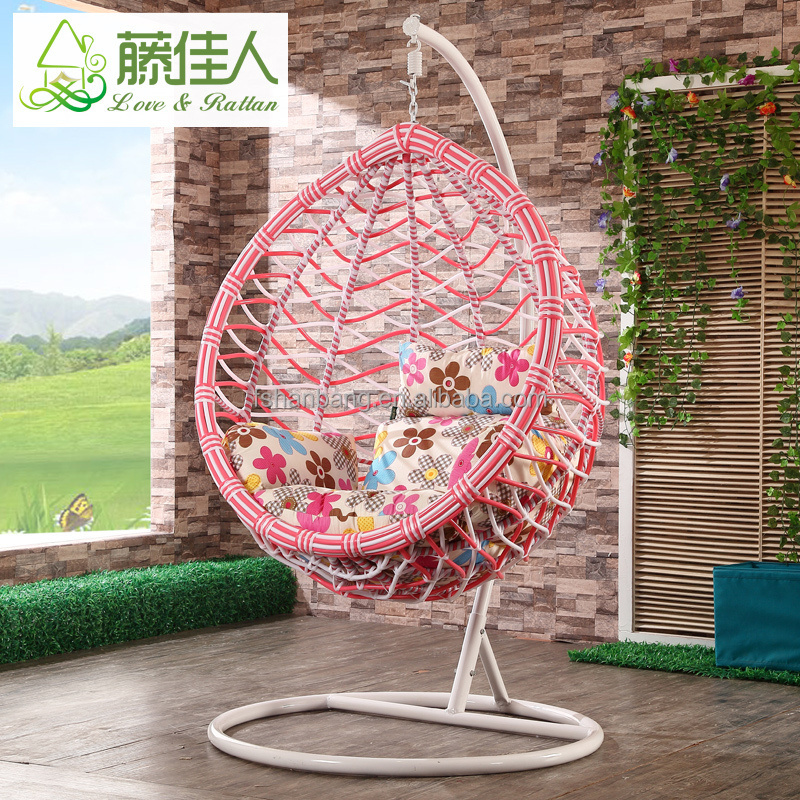 New Pink White Indoor Outdoor Patio Garden Living Room Bedroom Rattan Wicker Hanging Egg Basket Swing Chair