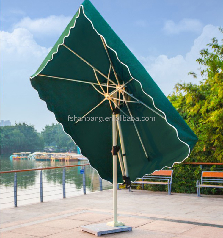 Large Windproof Green Red Beige Round Square Bali Tilt Mechanism Customized Outdoor Patio Garden Beach Umbrella with Marble Base