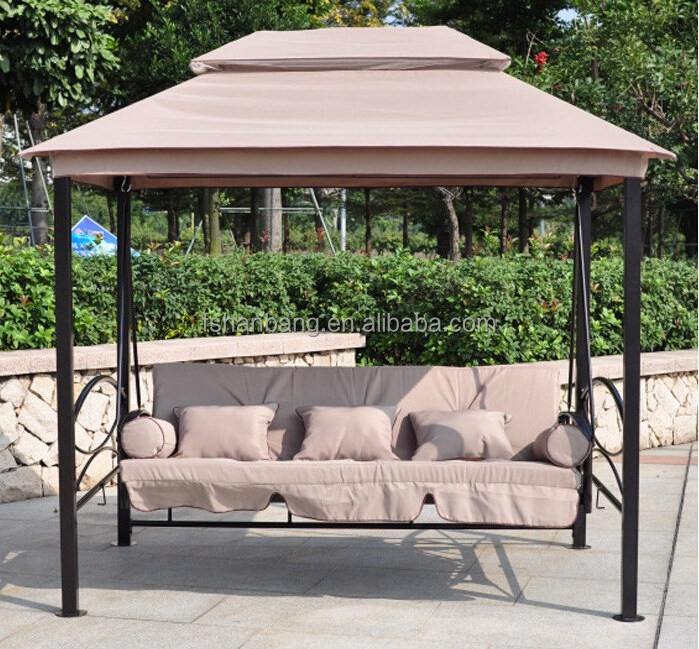 luxury outdoor patio gazebo reclining bed swing with mosquito net and roof