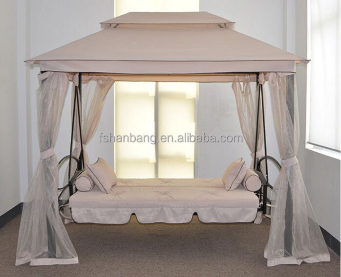 luxury outdoor patio gazebo reclining bed swing with mosquito net and roof