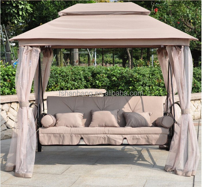 luxury outdoor patio gazebo reclining bed swing with mosquito net and roof