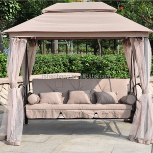 luxury outdoor patio gazebo reclining bed swing with mosquito net and roof