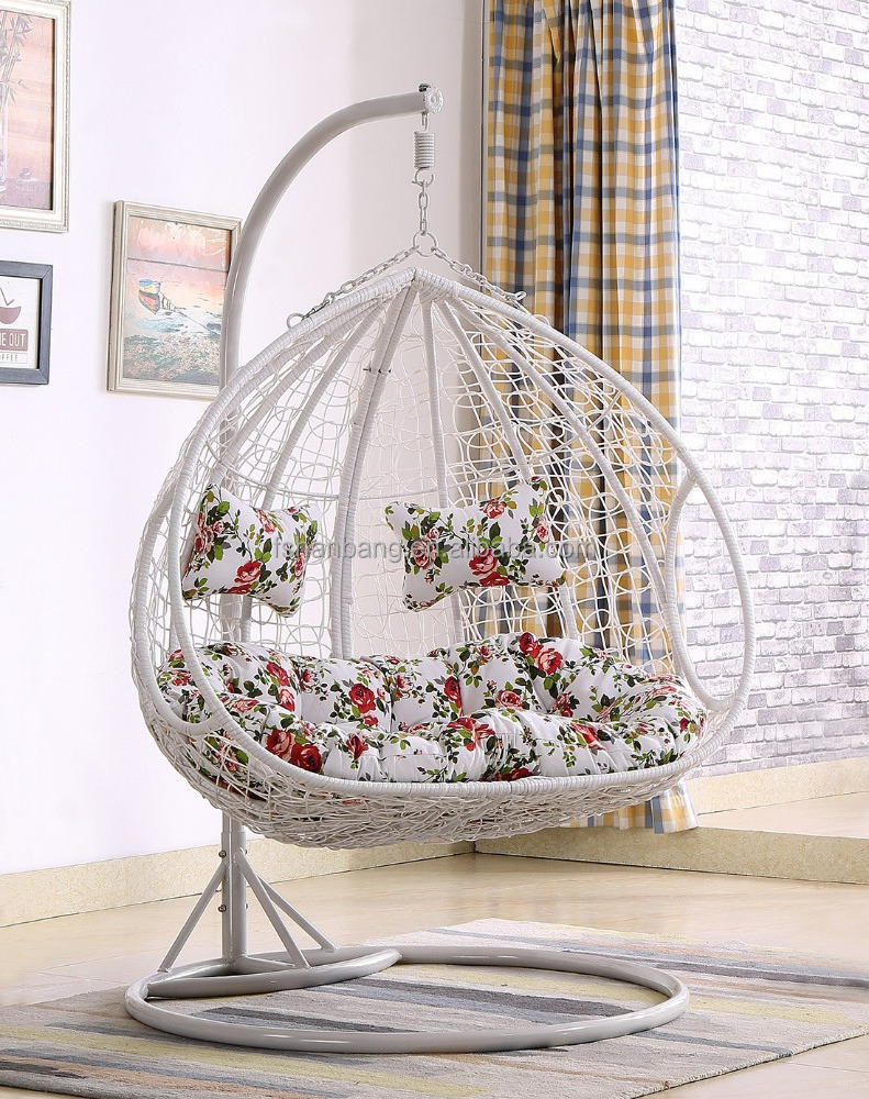 White Outdoor Patio Garden Double Hanging Swing Chair