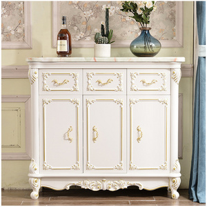 European Style Wooden Shoe Cabinet Gold  White Marble Countertop Wooden Shoe Cabinet Furniture