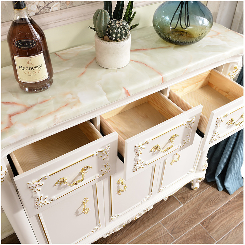 European Style Wooden Shoe Cabinet Gold  White Marble Countertop Wooden Shoe Cabinet Furniture