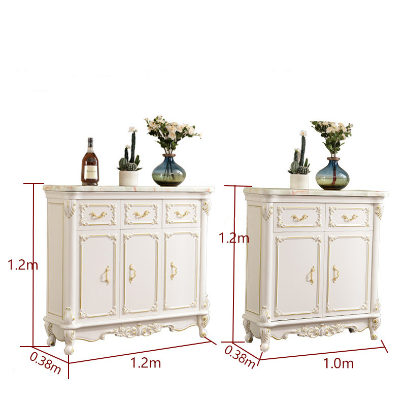 European Style Wooden Shoe Cabinet Gold  White Marble Countertop Wooden Shoe Cabinet Furniture