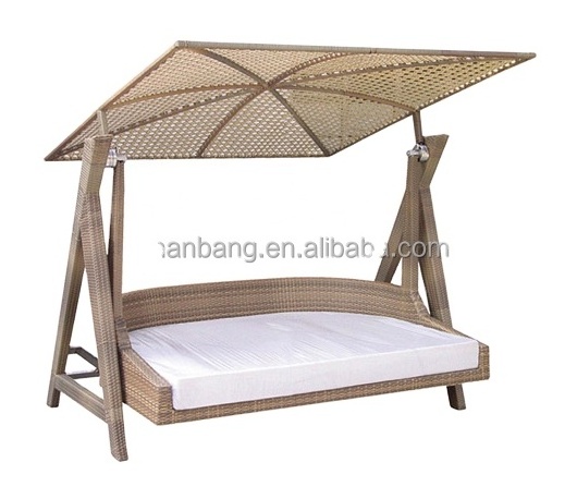 Indoor Outdoor Garden Rattan Wicker Swing with Roof