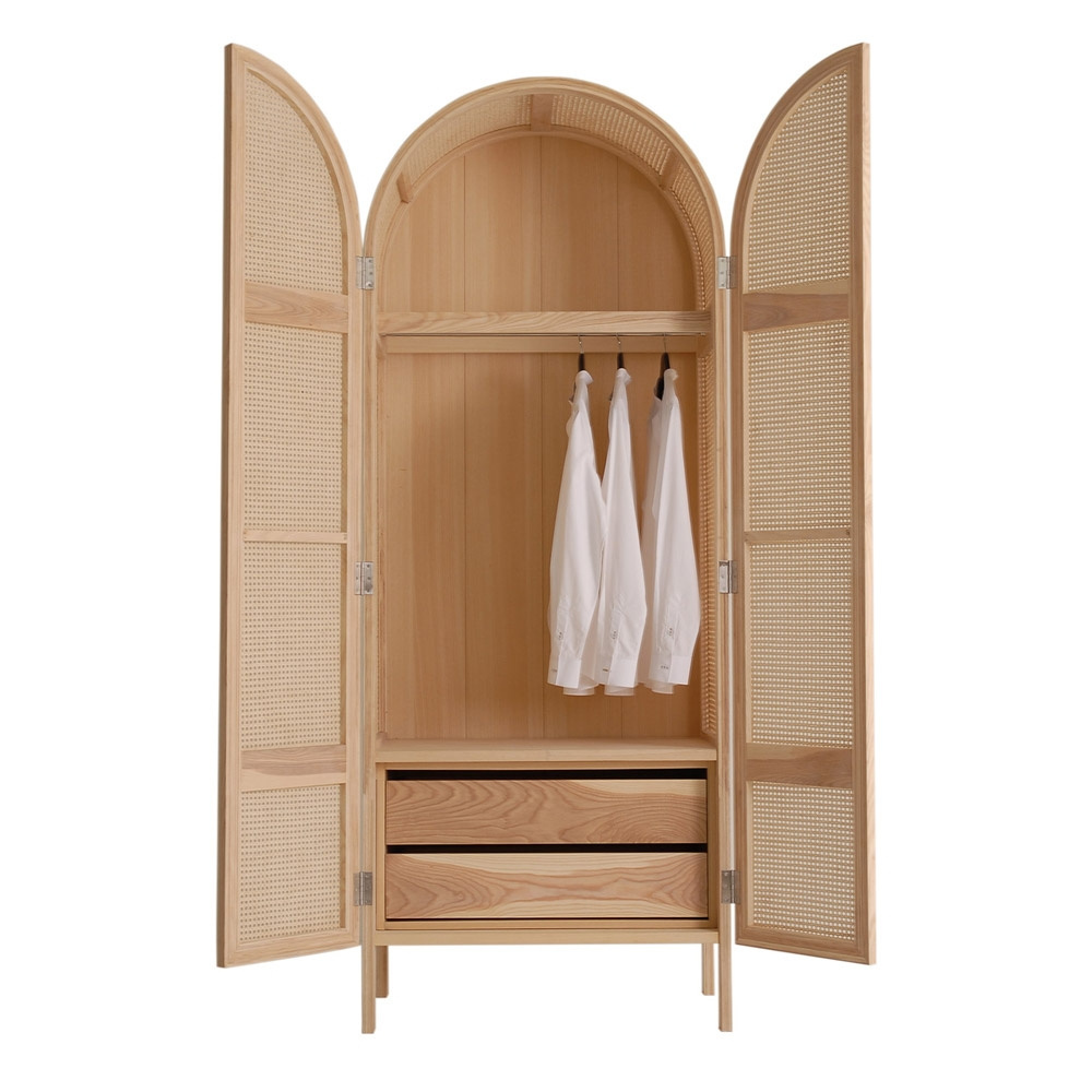 Nordic Bedroom Furniture Rattan Cane Wardrobe