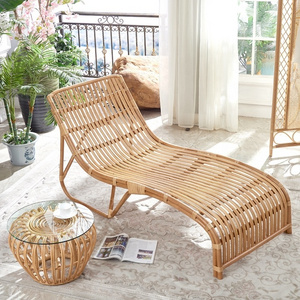 Outdoor garden natural wicker rattan sun lounger