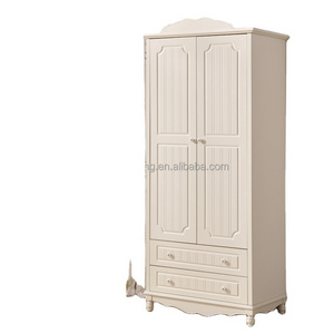 2 Piece White Painted French Cottage Chic Style Wooden Armoire