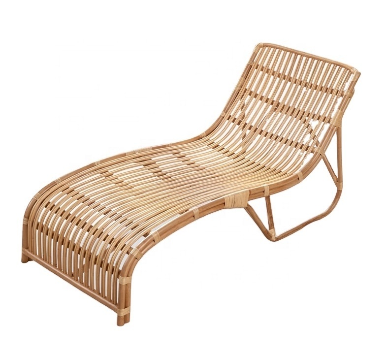 Natural rattan swimming pool tanning bed deck chair sunlounger