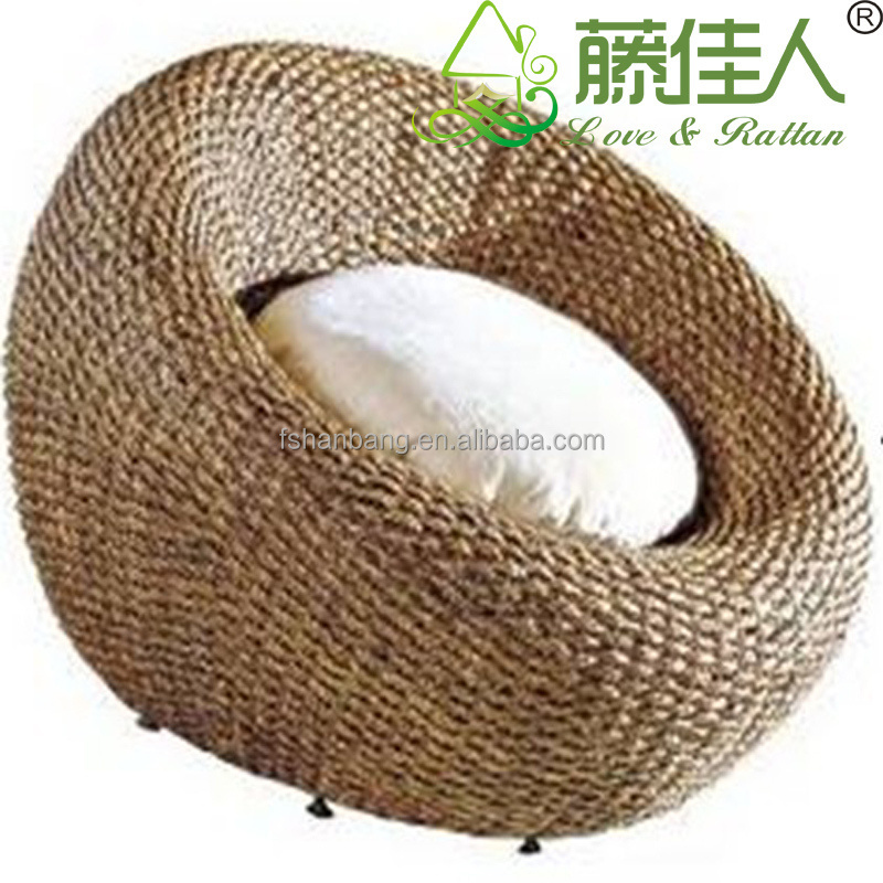 Water Hyacinth Natural Rattan Living Room Large Leisure Lounge Purple Moon chair for Adults