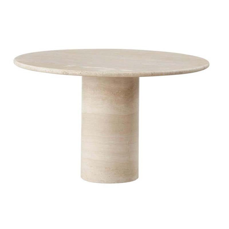 Round Rectangular Gold Titanium Stainless Steel Metal Natural Artificial Travertine Sintered Stone Luxury Marble Dining Table