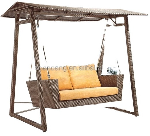 Indoor Outdoor Garden Rattan Wicker Swing with Roof