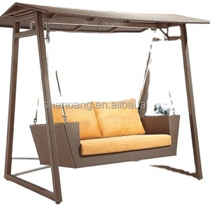 Indoor Outdoor Garden Rattan Wicker Swing with Roof